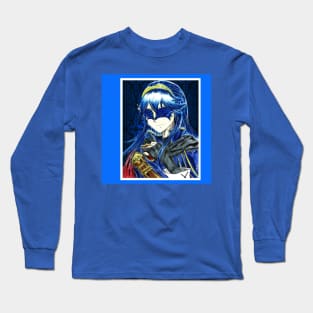 the blue knight in armor of magic anime style art ecopop Long Sleeve T-Shirt